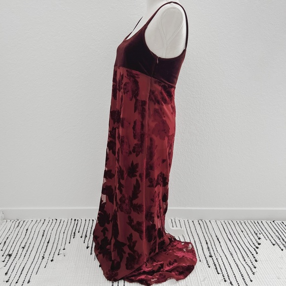 🚫Sold🚫 Vintage Dress Homecoming Maxi Formal Prom Floral Velvet Red - Picture 3 of 7